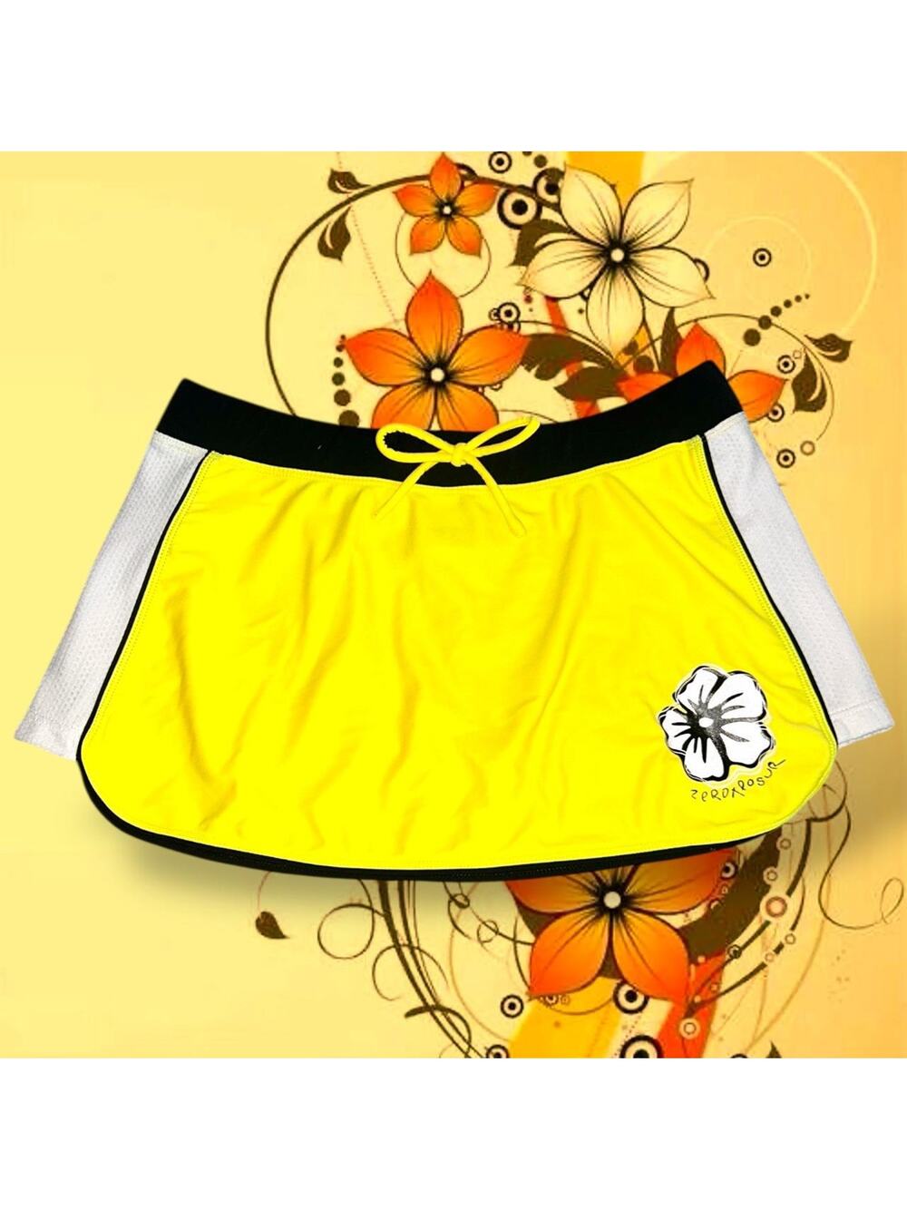 hibiscus flower bold Y2K sporty-bratz yellow mini skirt